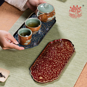 龙泉青瓷 纯铜茶盘轻奢家用功夫茶具茶台小型带储水盘干泡台托盘