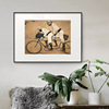 卡萨斯自行车装饰画复古怀旧书房办公室海报壁画人物卡纸桌面摆画