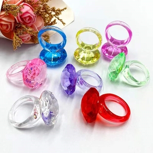 彩钻戒指儿童女童钻石，宝石玩具摆摊小戒指可爱塑料指环圈