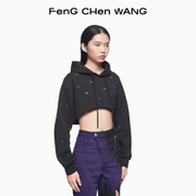 fengchenwang黑色，fcw金属logo连帽短卫衣女，款d2yboutique