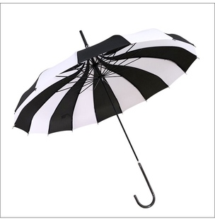 外贸16骨黑白条纹宝塔，伞摄影婚庆长柄伞，创意手动公主伞晴雨两用女