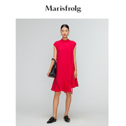 Marisfrolg玛丝菲尔女装夏季无袖宽松中长款红色连衣裙