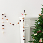 诺琪 圣诞老人球串花环圣诞节装饰 羊毛毡橡果串迷你小树挂件装饰