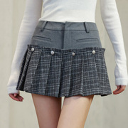 SOMESOWE半裙女士时尚可拆卸两穿格纹裙裤2023年秋冬授权