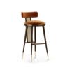 现代轻奢不锈钢吧椅简约创意实木酒吧椅前台高脚椅酒店吧台椅定制