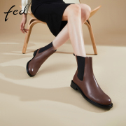 fed切尔西女短靴冬季靴子真皮气质女士平底法式单靴901-ZF291
