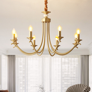 全铜客厅吊灯美式乡村卧室主灯餐厅欧式复古法式轻奢蜡烛黄铜灯具
