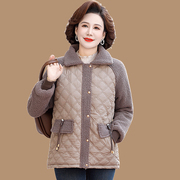中年妈妈冬装加绒加厚棉衣，短款中老年女装羊羔毛洋气(毛洋气)棉袄外套
