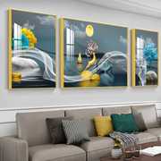 高档新轻奢客厅装饰画现代简约沙发背景墙，挂画大气水晶画三联画壁