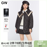 GW大码女装披肩领白鸭绒羽绒服2022冬微胖mm宽松显瘦小众上衣