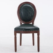欧式餐椅实木椅子靠背椅，简约复古做旧化妆凳实木扶手椅休闲美