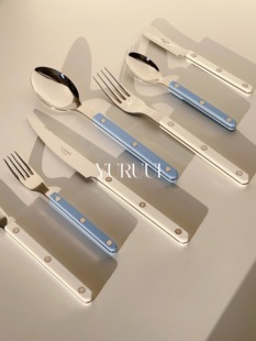 YURUUI设计师法国Sabre Paris小酒馆纯白色不锈钢叉勺牛排