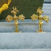 十字架吊坠男女沙，金项链款十字架金色，吊坠黄铜镀金首饰品