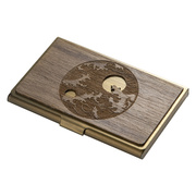 定制刻字创意木质名片盒，不锈钢高档商务金属名，片夹便携式男女卡包