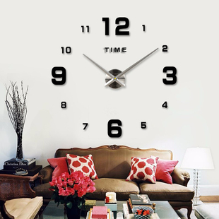 3d免打孔挂钟钟表立体北欧简约创意，时钟现代客厅装饰艺术静音挂表