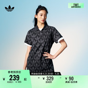 印花运动翻领短袖连衣裙女装夏季adidas阿迪达斯三叶草