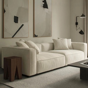 北欧布艺沙发羽绒奶白色客厅，简约方块异形小户型豆腐块侘寂风直排