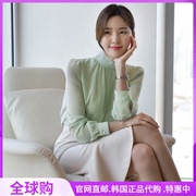 薄荷绿衬衫长袖韩国2023春秋季雪纺衬衣，设计感上衣女