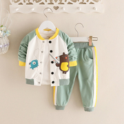 男童秋装两件套0-1-2-3岁酷帅婴儿童，衣服潮洋气，4女宝宝春秋季套装