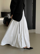 白色半身裙女士2024春夏法式高腰，中长款气质垂感纱裙a字伞裙