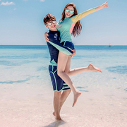 2020外贸沙滩旅行游泳衣韩版夏天男女情侣长袖防晒潜水服套装