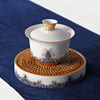 泡茶公道杯套装珐琅彩陶瓷三才盖碗茶杯白瓷功夫茶具茶碗大号壶承