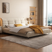 奶油风现代简约布艺床麂皮绒双人床软床1.8m米主卧小户型网红婚床