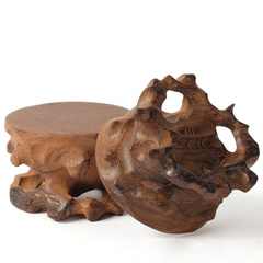 鸡翅木圆形底座 红木工艺品摆件底座垫高托架 实木质茶壶根雕底座