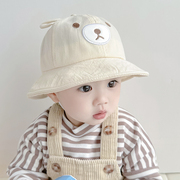 婴儿渔夫帽春秋男女宝宝，超萌小熊可爱夏季薄款遮阳防晒儿童盆帽潮