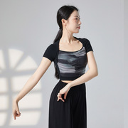 现代舞练功服女古典舞衣服时尚中国舞形体训练服黑色舞蹈上衣