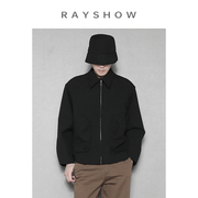 rayshow原创设计立体口袋cos极简风尖领薄款夹克衫，男拉链外套茄克