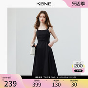 连衣裙女吊带裙小黑裙，kbne2024夏季黑色气质，法式小众设计裙子
