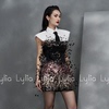 越南小众品牌lylia2024年春季羽毛，彩色亮片拼接连衣裙