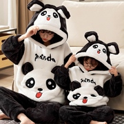 秋冬季熊猫母女珊瑚绒睡衣，亲子装洋气女童，大中小童可爱家居服套装