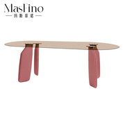 玛斯菲诺透明钢化玻璃椭圆餐桌现代简约家用小户型创意网红玻璃桌