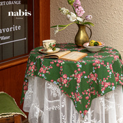 蜡笔派露香玫瑰圆形桌布，英式复古蕾丝氛围感防水盖布田园茶几布