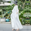 私人订制款原创袍子白色苎麻，连衣裙女高端中长款大码纯色显瘦春夏