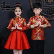 儿童公主裙唐装男童套装中国风元旦拜年服中式礼服女童古装旗袍冬