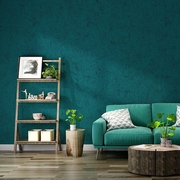 孔雀蓝素色地中海防水墙纸ins风格电视背景，无纺布墨绿色卧室壁纸