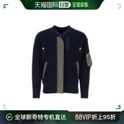 香港直邮潮奢sacai男士深蓝棉，混纺针织开衫
