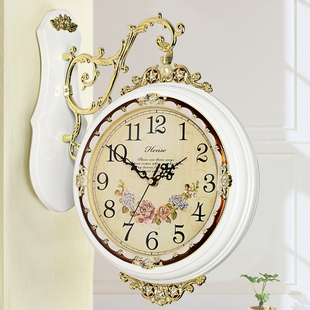 汉时欧式双面挂钟客厅钟表，创意静音时尚两面，石英钟现代大号hds01