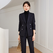 女士职业高级感西装套装女2022高级感通勤外套女冬季两件套黑