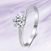 18K金钻石戒指六爪微镶1克拉钻戒培育钻石求订婚结婚礼物戒指