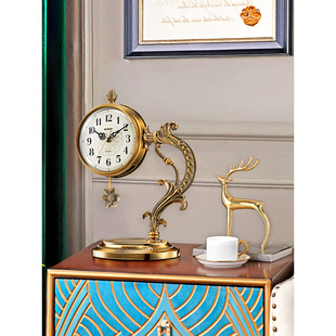 座钟客厅家用时钟摆件台式钟表欧式复古台钟时尚轻奢美式中式坐钟