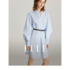 elle法式蓝色设计感系带，v领连衣裙，女2024春正式场合气质裙子
