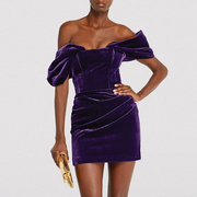 茄紫色晚礼服，短款2023生日派对年会气质，小礼服连衣裙气场女王