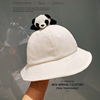 2022卡通熊猫宝宝小童渔夫帽春款棉质男女儿童出游遮阳帽圆顶盆帽