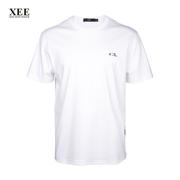 xee商场同款男士夏季白色纯棉套头，圆领t恤衫柔软亲肤舒适简约短袖