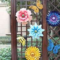 户外花园庭院墙上铁艺，墙面装饰品挂件，花朵蝴蝶幼儿园阳台壁挂壁饰