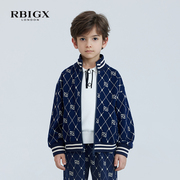 rbigx瑞比克童装秋季大小童，男童百搭毛衫，撞色翻领套头针织衫